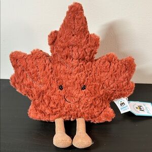 Jellycat Plush Maple Leaf Toy with Smiling Face